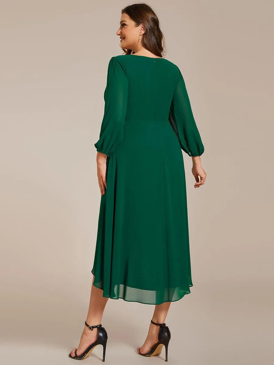 Robes de demoiselle d'honneur à manches longues et ourlet asymétrique