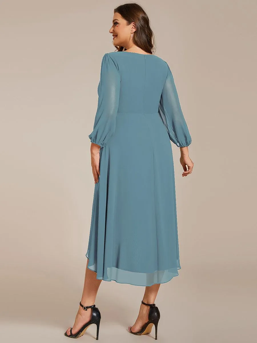 Robes de demoiselle d'honneur à manches longues et ourlet asymétrique