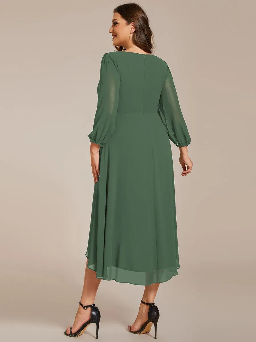 Robes de demoiselle d'honneur à manches longues et ourlet asymétrique
