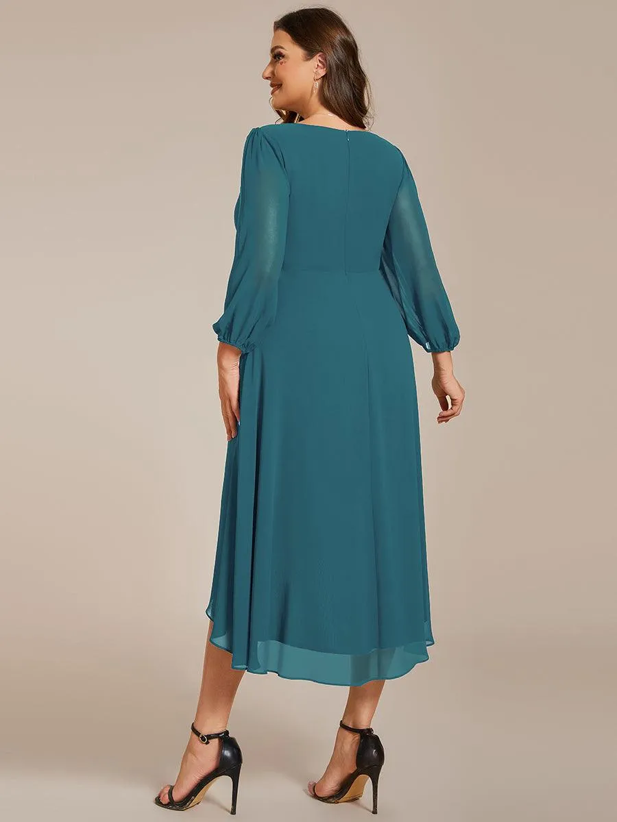 Robes de demoiselle d'honneur à manches longues et ourlet asymétrique