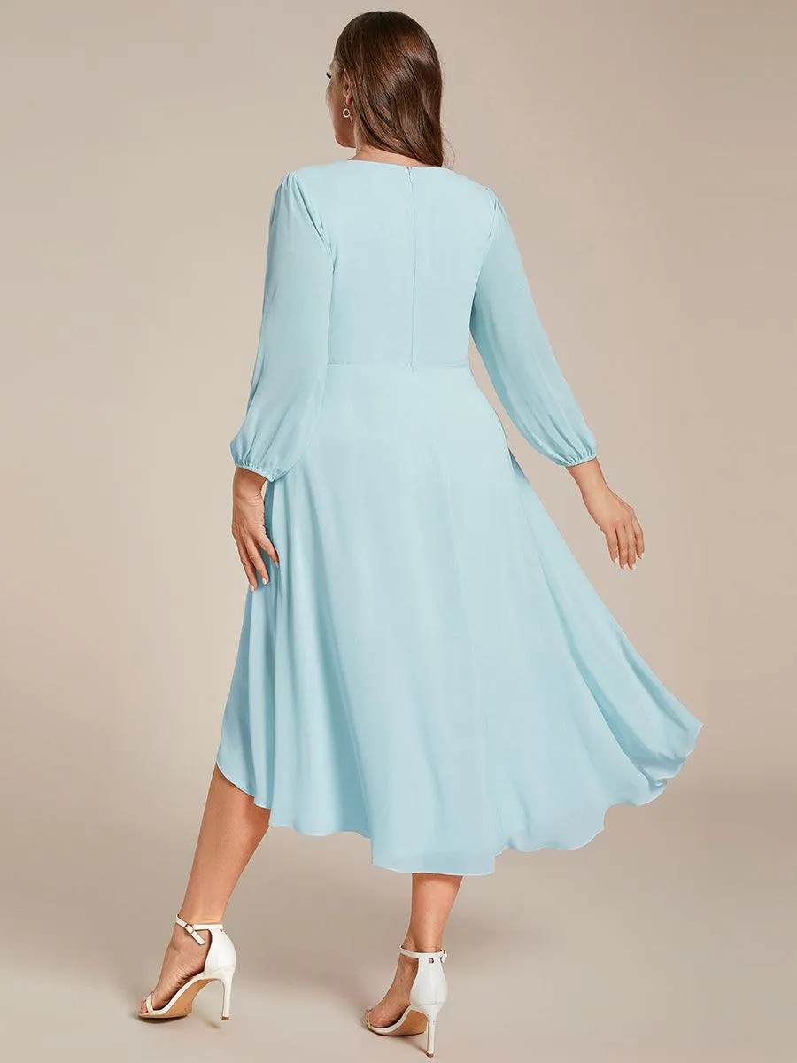 Robes de demoiselle d'honneur à manches longues et ourlet asymétrique
