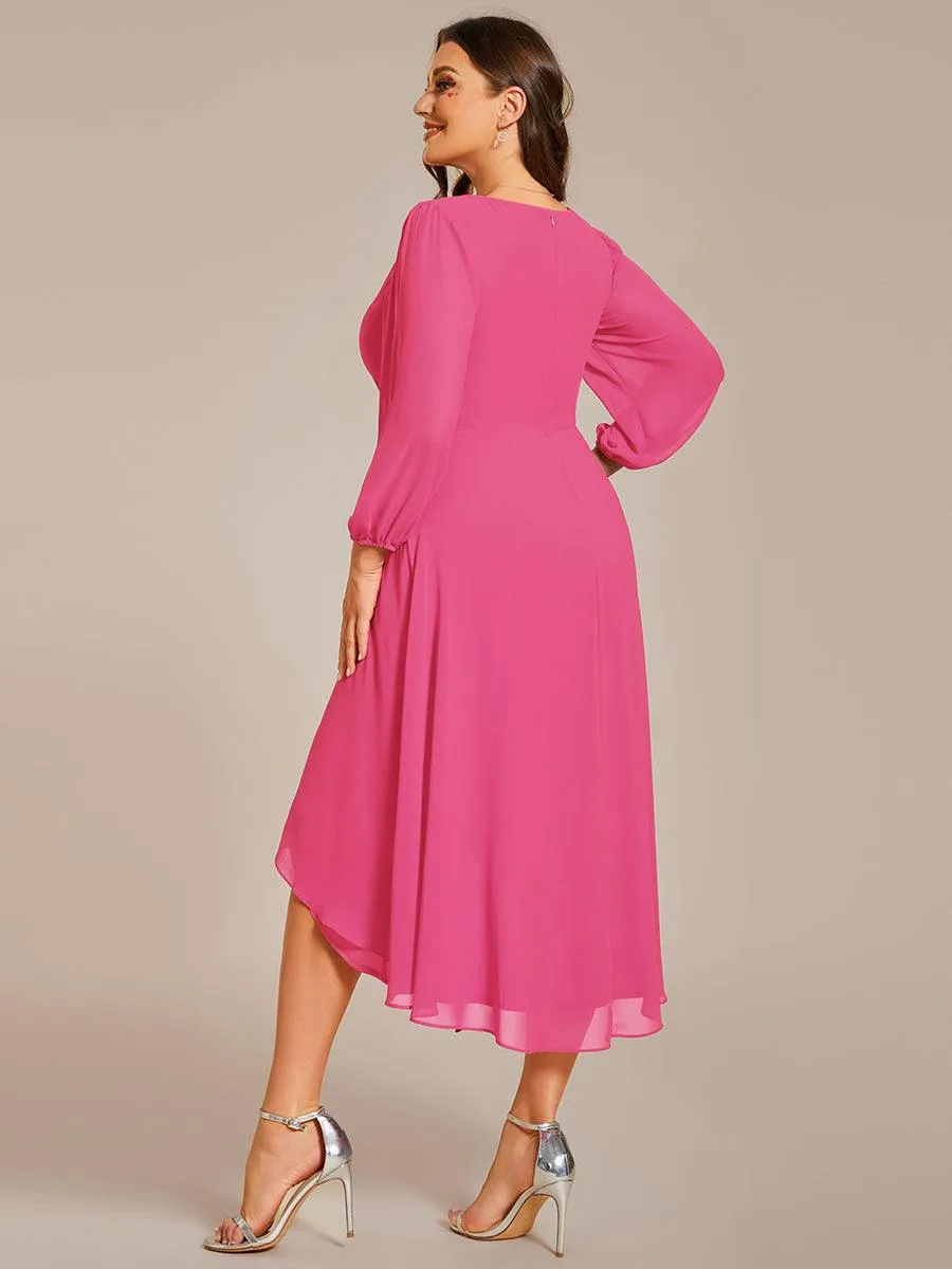 Robes de demoiselle d'honneur à manches longues et ourlet asymétrique