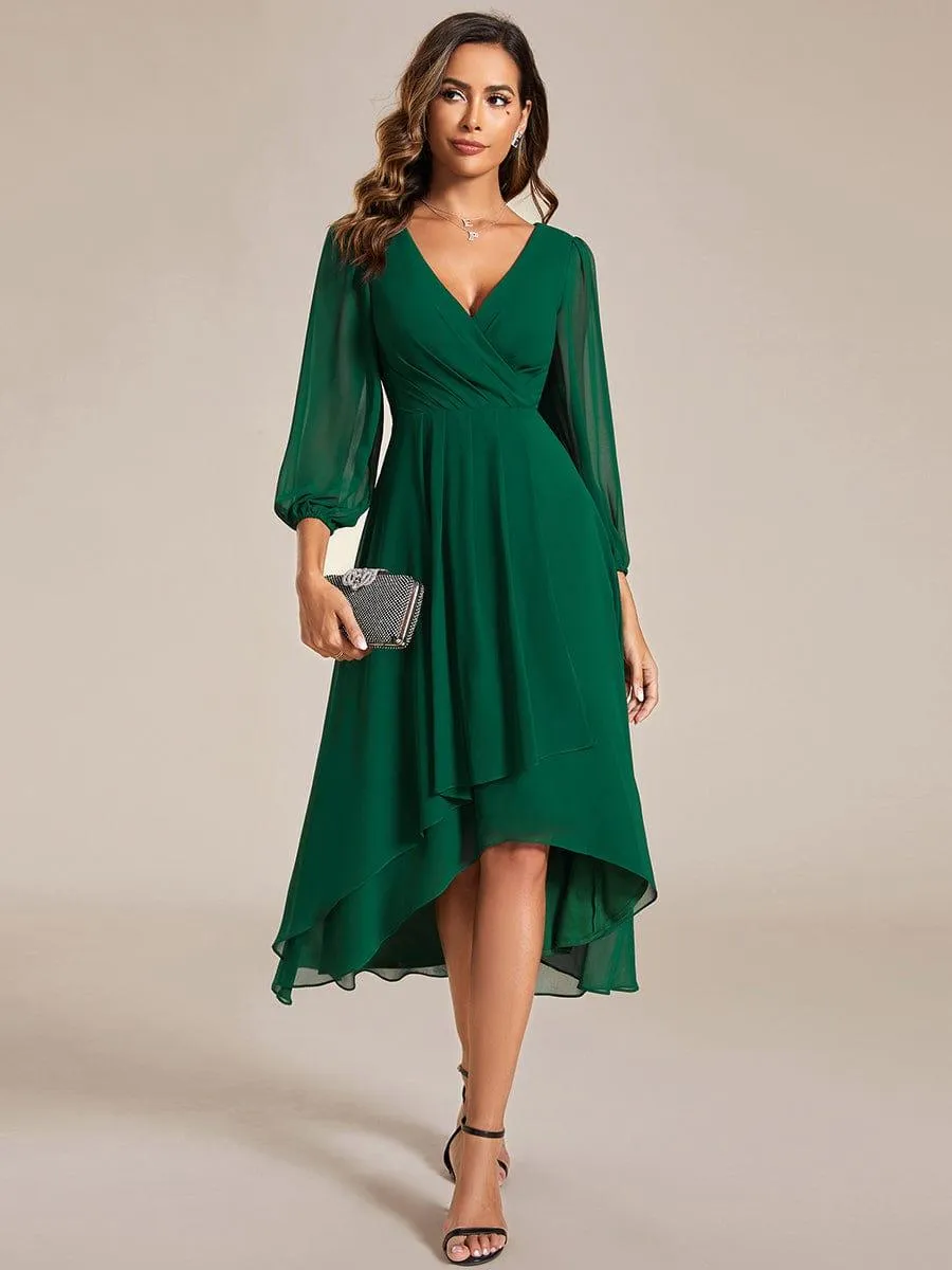Robes de demoiselle d'honneur à manches longues et ourlet asymétrique