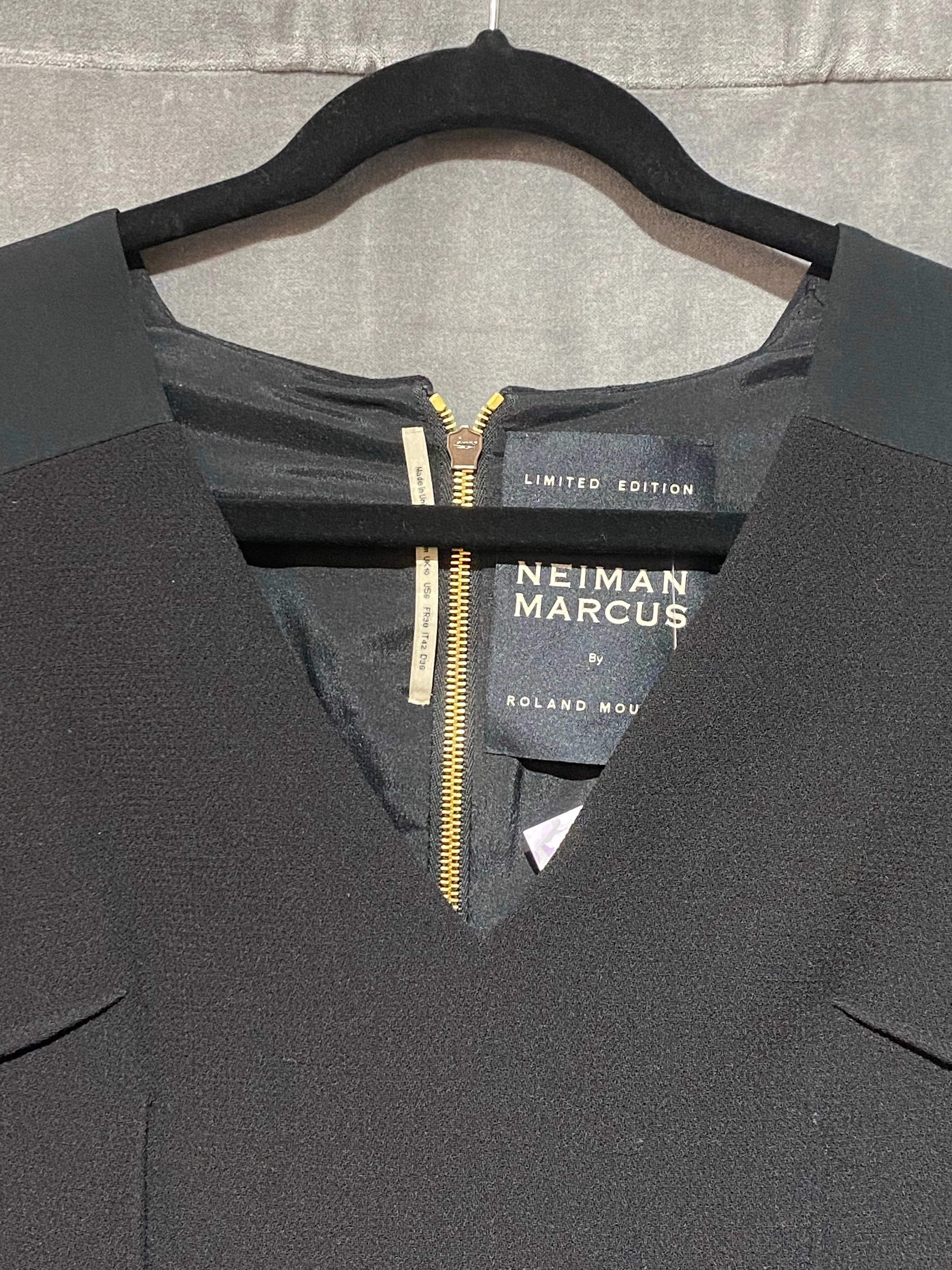 Roland Mouret for Neiman Marcus V Neck Crepe Stretch Dress