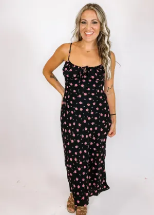 Rose Floral Midi SlIp Dress