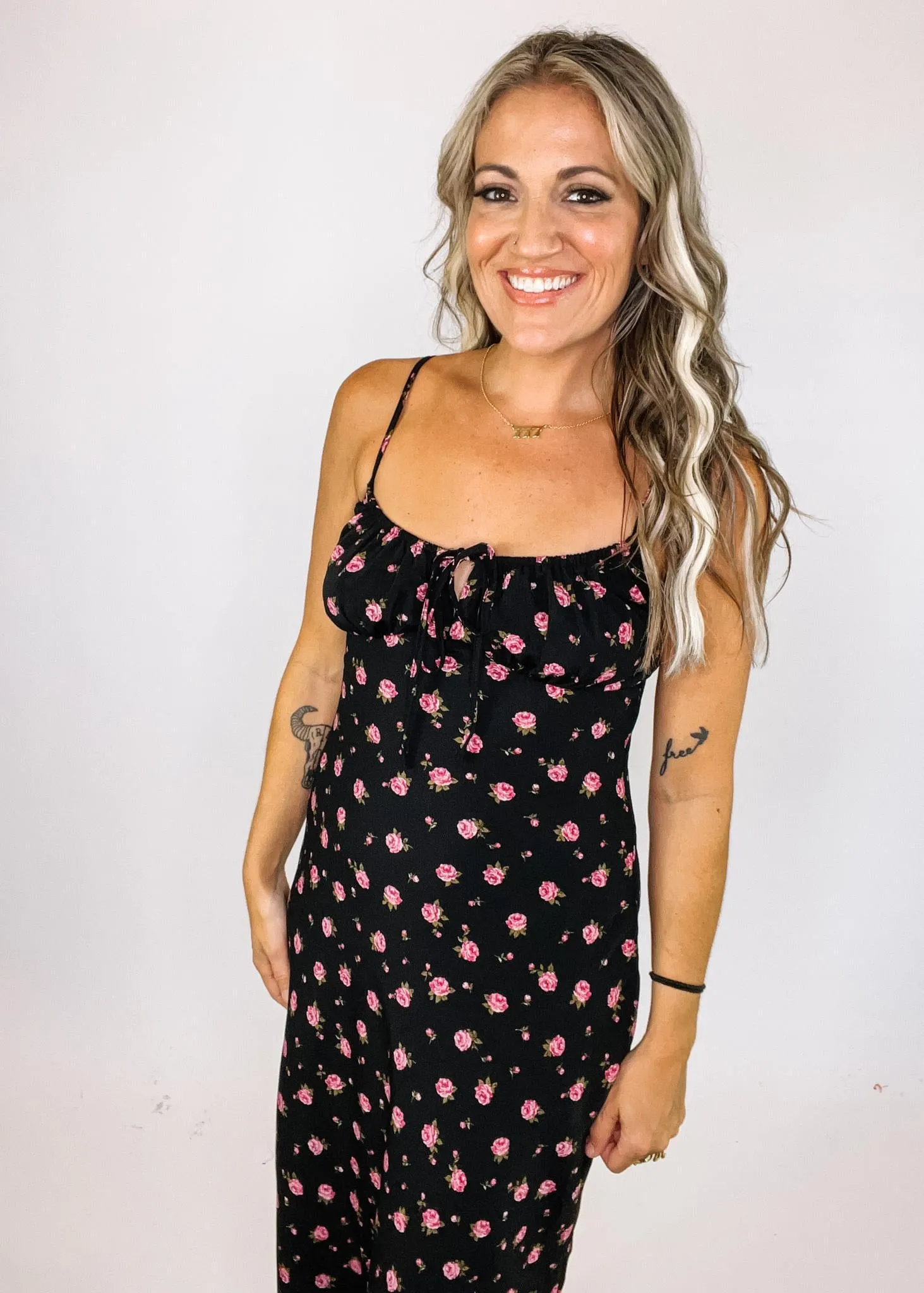 Rose Floral Midi SlIp Dress