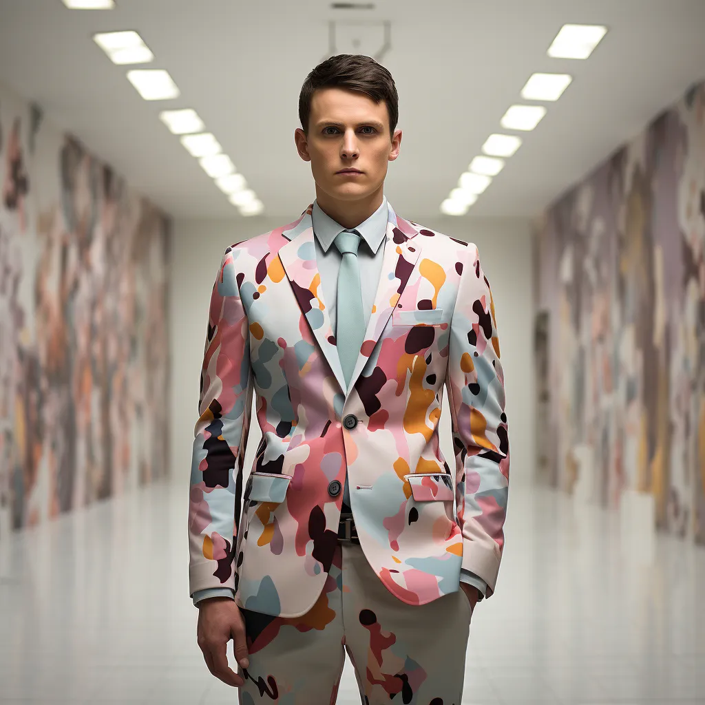 Rulercosplay Mens 2 Piece Print Suit Dress Jacket Slim 2 Button Blazer Pants For Christmas