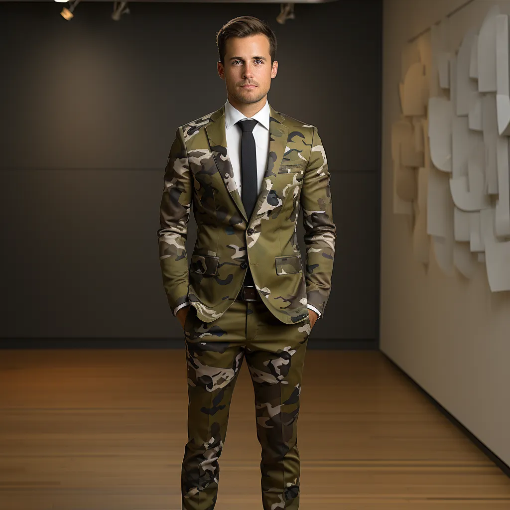 Rulercosplay Mens 2 Piece Print Suit Dress Jacket Slim 2 Button Blazer Pants For Christmas