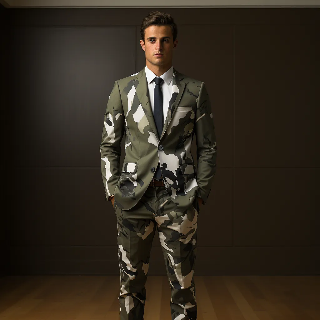 Rulercosplay Mens 2 Piece Print Suit Dress Jacket Slim 2 Button Blazer Pants For Christmas