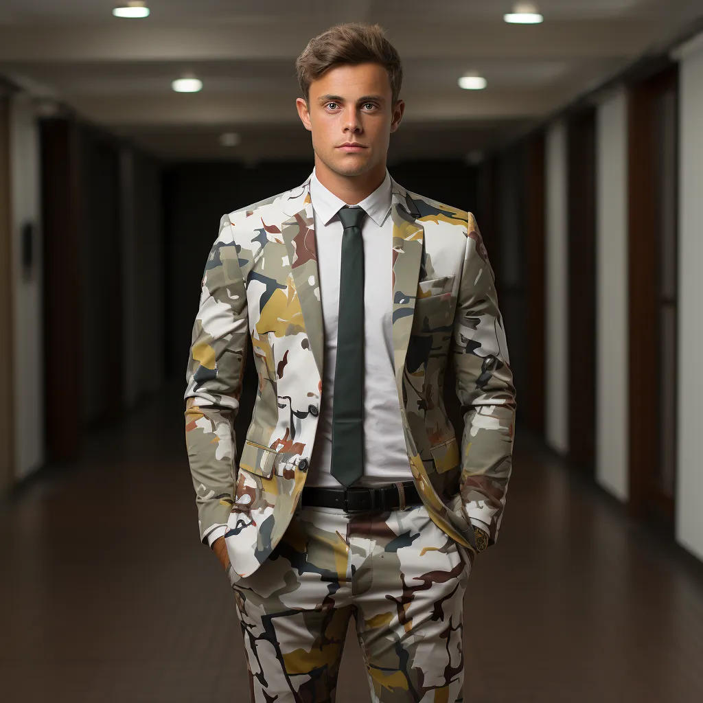 Rulercosplay Mens 2 Piece Print Suit Dress Jacket Slim 2 Button Blazer Pants For Christmas