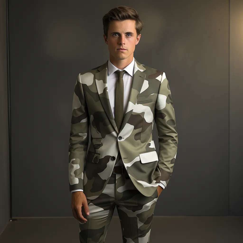 Rulercosplay Mens 2 Piece Print Suit Dress Jacket Slim 2 Button Blazer Pants For Christmas