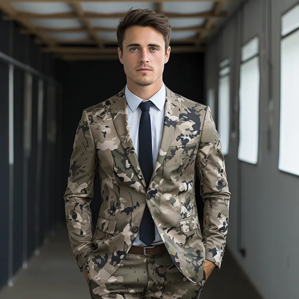 Rulercosplay Mens 2 Piece Print Suit Dress Jacket Slim 2 Button Blazer Pants For Christmas