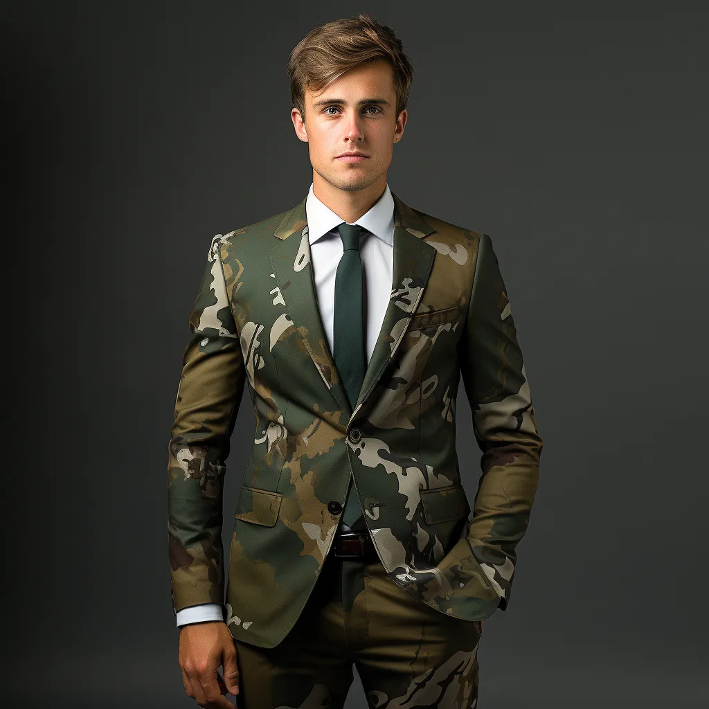 Rulercosplay Mens 2 Piece Print Suit Dress Jacket Slim 2 Button Blazer Pants For Christmas
