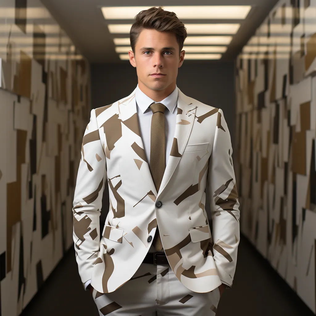 Rulercosplay Mens 2 Piece Print Suit Dress Jacket Slim 2 Button Blazer Pants For Christmas