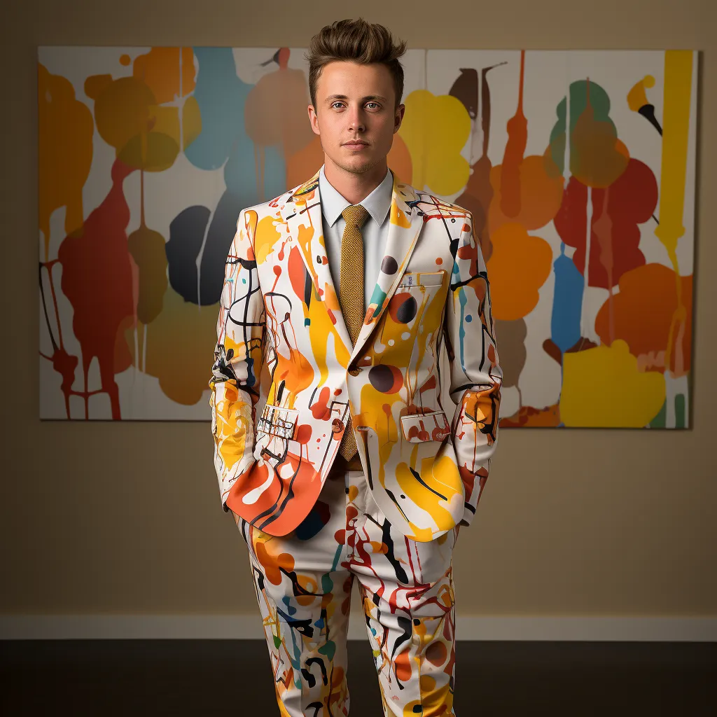 Rulercosplay Mens 2 Piece Print Suit Party Dress Jacket Slim 2 Button Blazer Pants With Geometric Patterns For Christmas