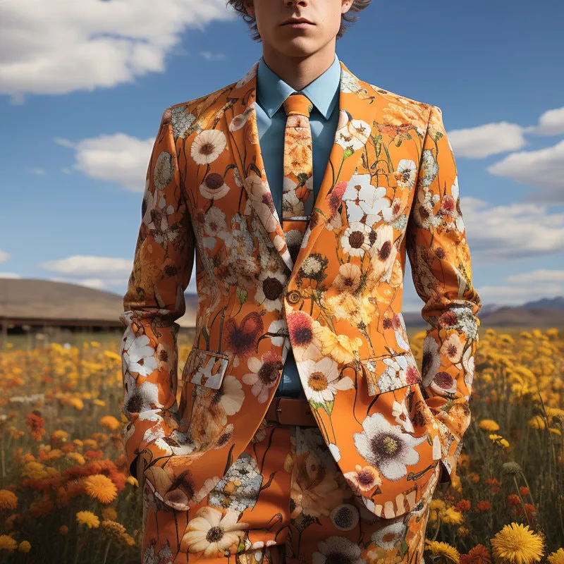 Rulercosplay Mens 2 Piece Print Suit Party Dress Jacket Slim 2 Button Blazer Pants With Geometric Patterns For Christmas