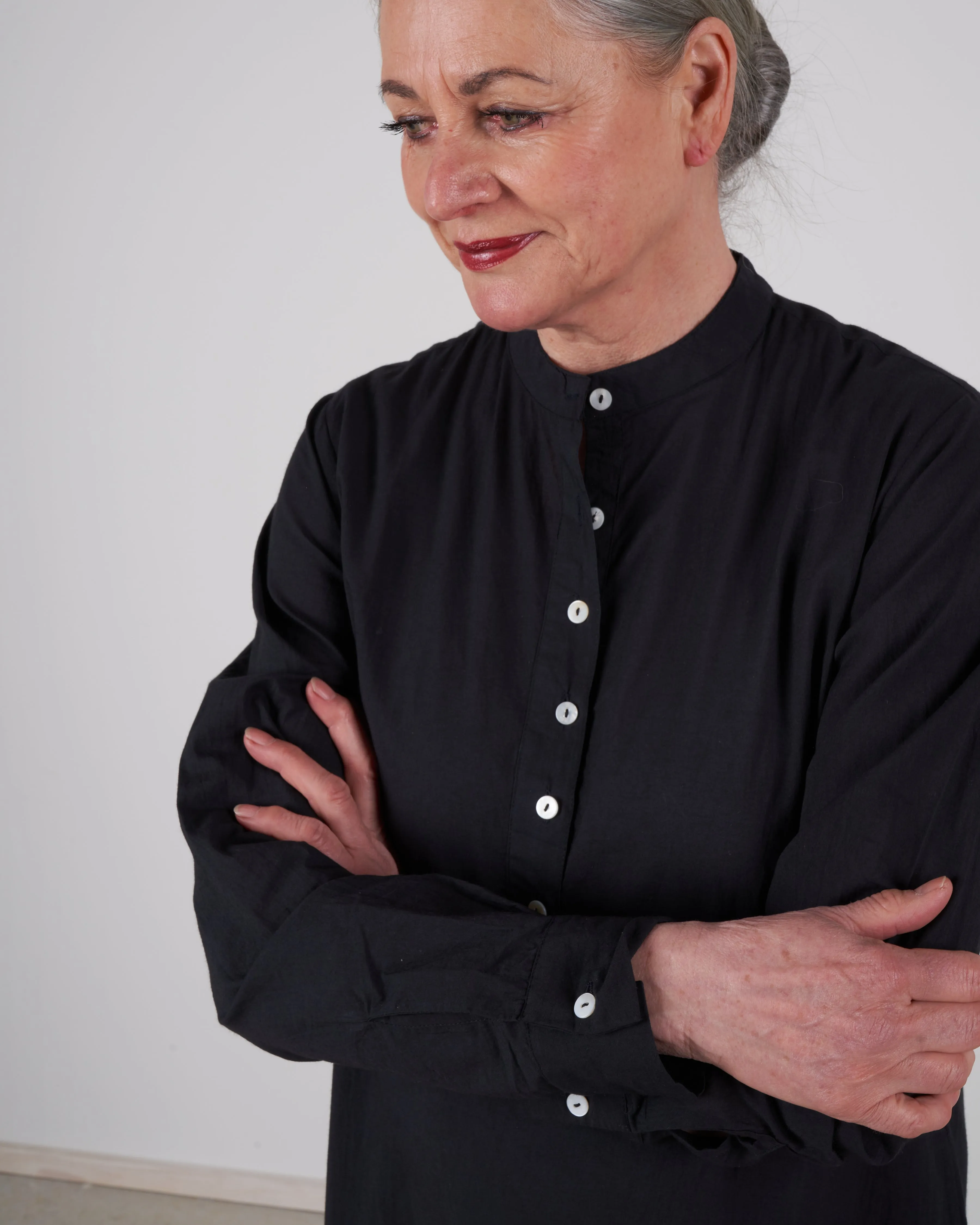sadie long caftan - black organic cotton