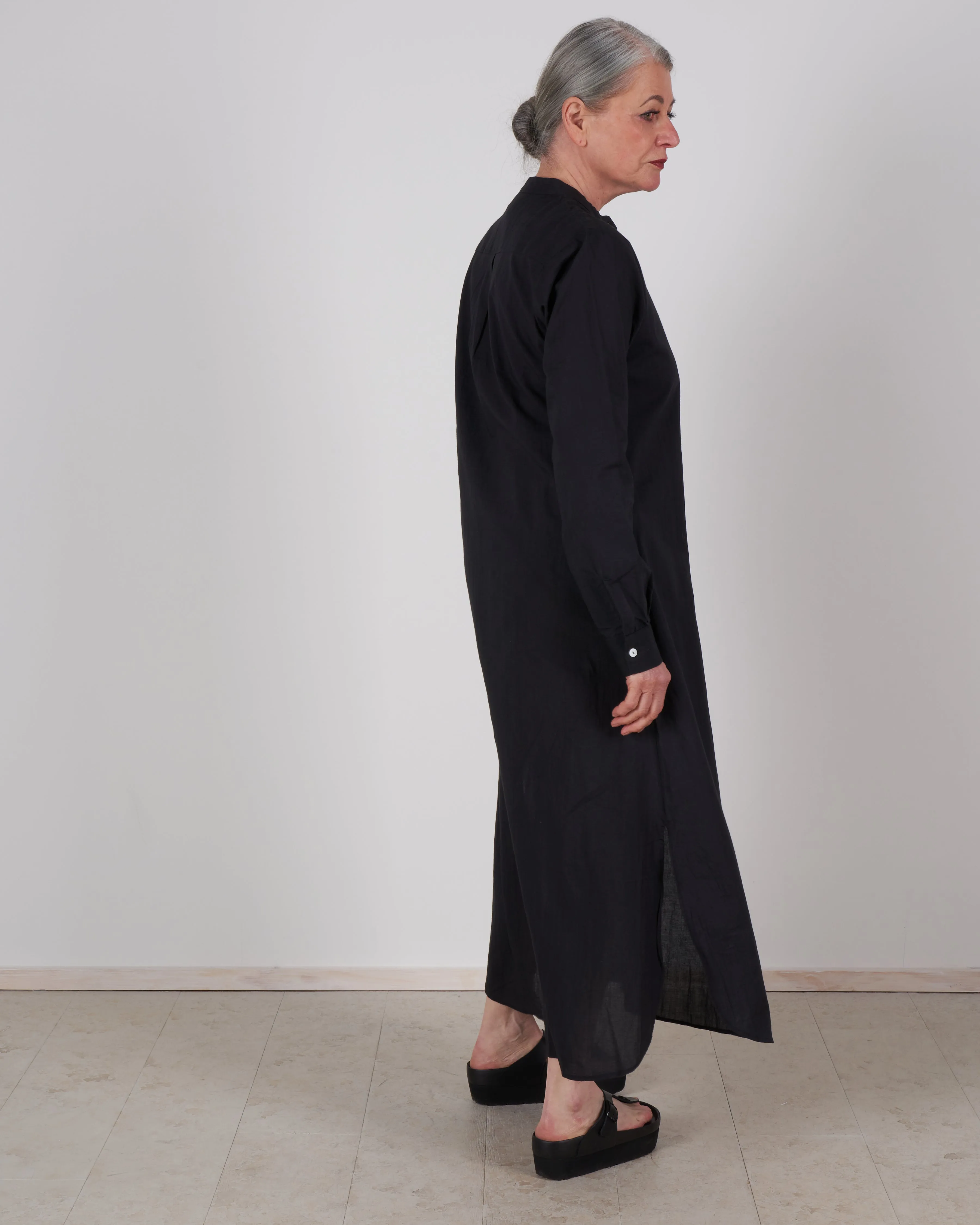 sadie long caftan - black organic cotton