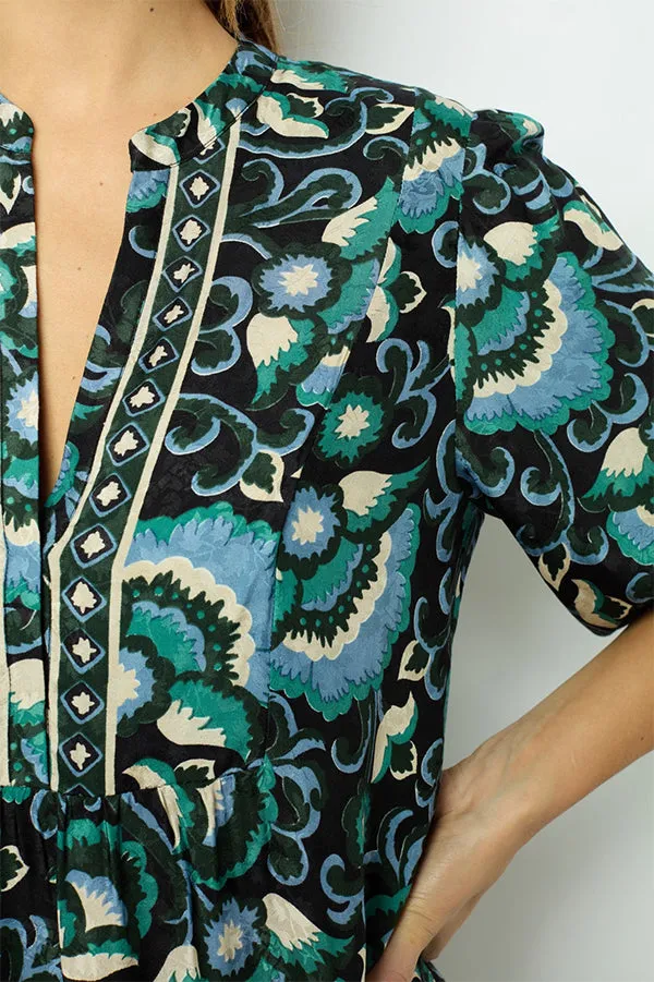 SANDA JACQUARD PRINT MIDI DRESS