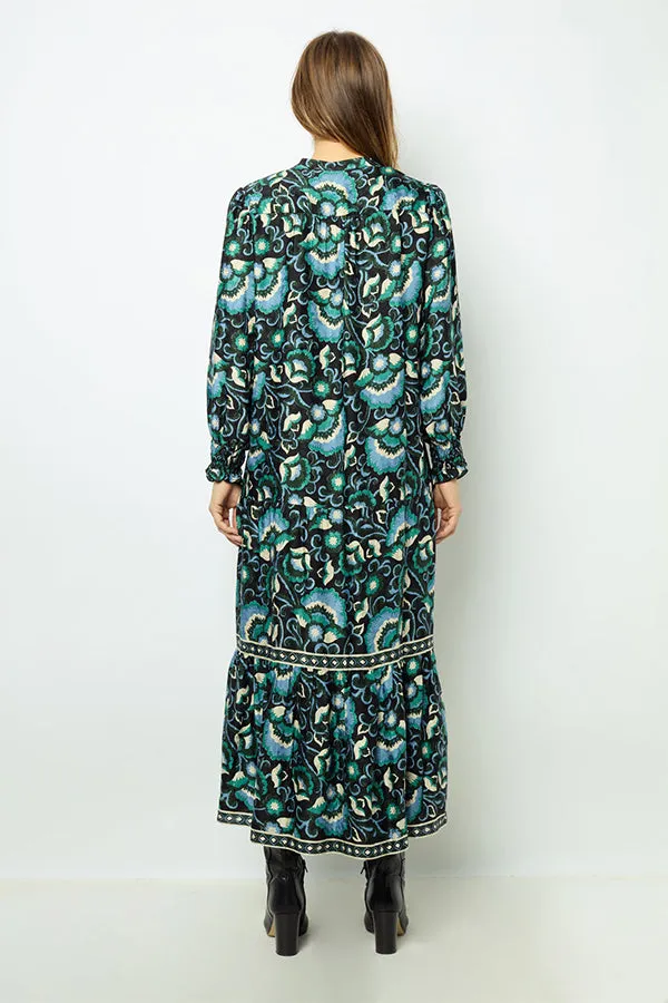 SANDA JACQUARD PRINT MIDI DRESS