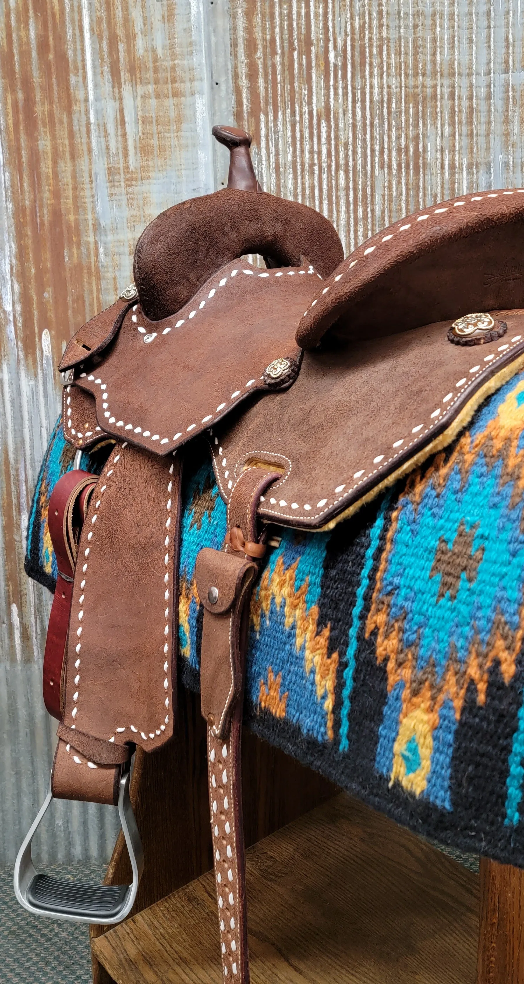 Scott Thomas Chocolate Roughout Barrel Racer Saddle