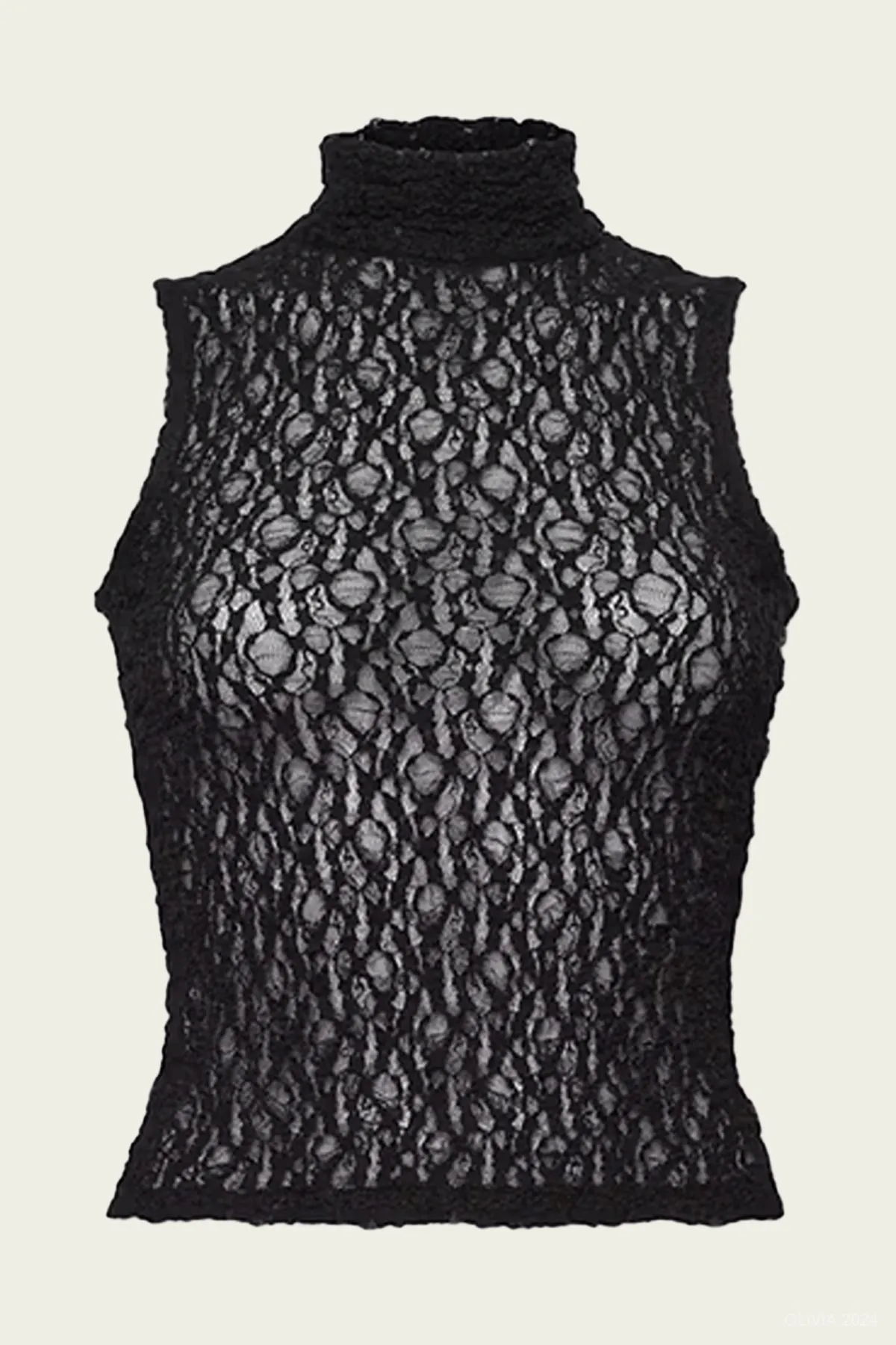 Seamed Mesh Top in Black