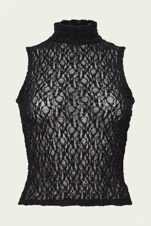 Seamed Mesh Top in Black