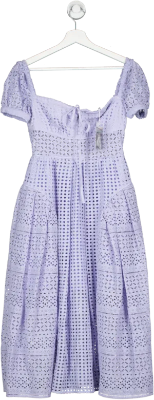 Self-Portrait Purple Soft Lilac Broderie Midi Dress BNWT UK 6