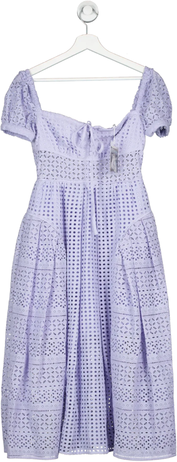 Self-Portrait Purple Soft Lilac Broderie Midi Dress BNWT UK 6