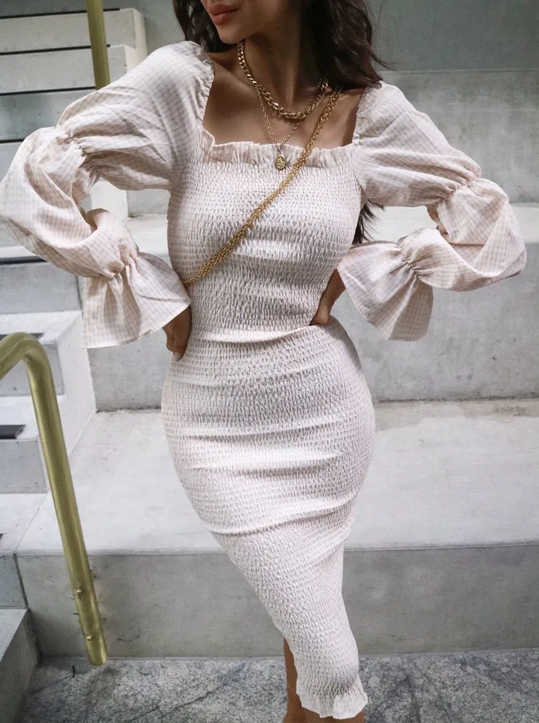 Sexy One-shoulder Long-sleeved Slim Pencil Skirt