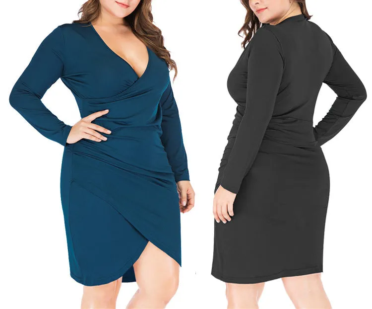 Sexy V-neck Long-sleeved Slim Maxi Dress