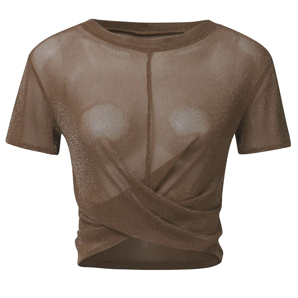 Sheer & Sexy Mesh Tie Up Tee