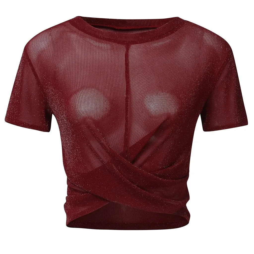 Sheer & Sexy Mesh Tie Up Tee