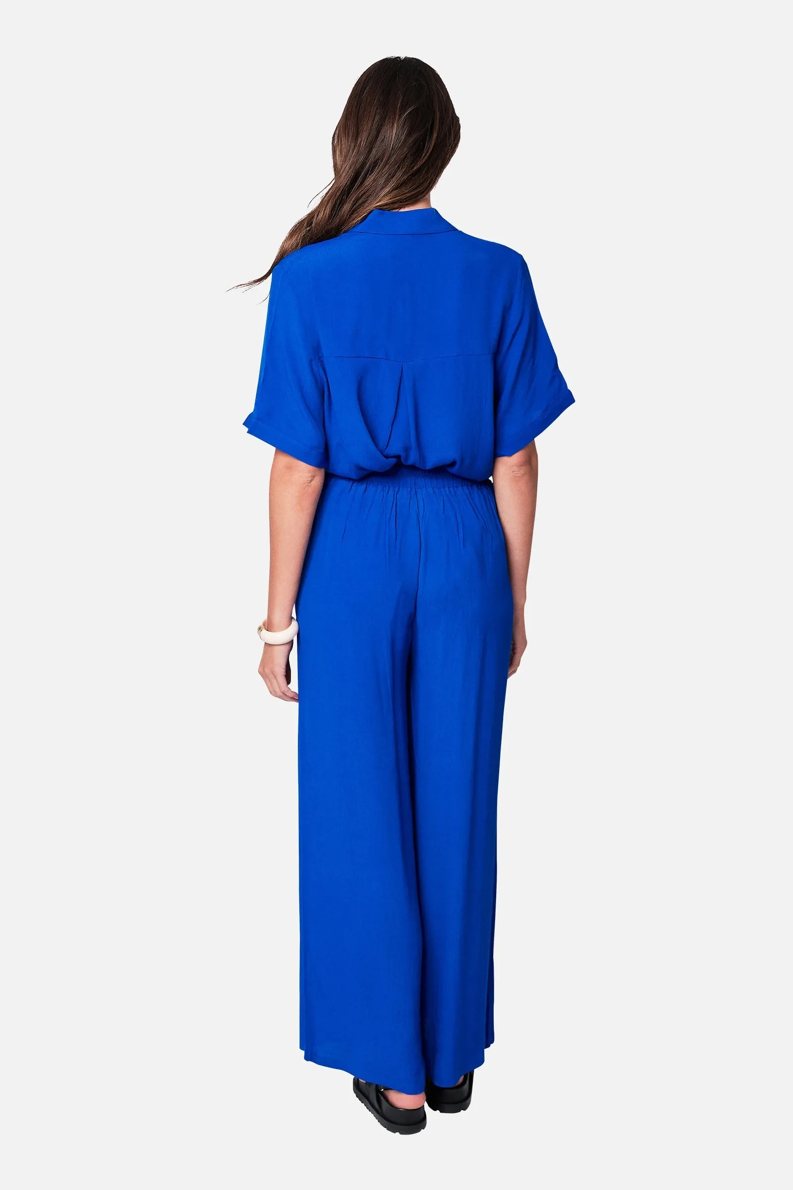 Short Sleeve Button-Up Shirt COBALT BLUE