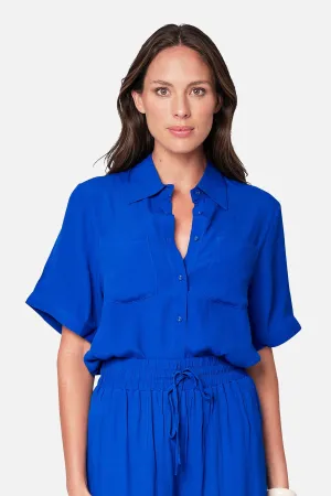 Short Sleeve Button-Up Shirt COBALT BLUE