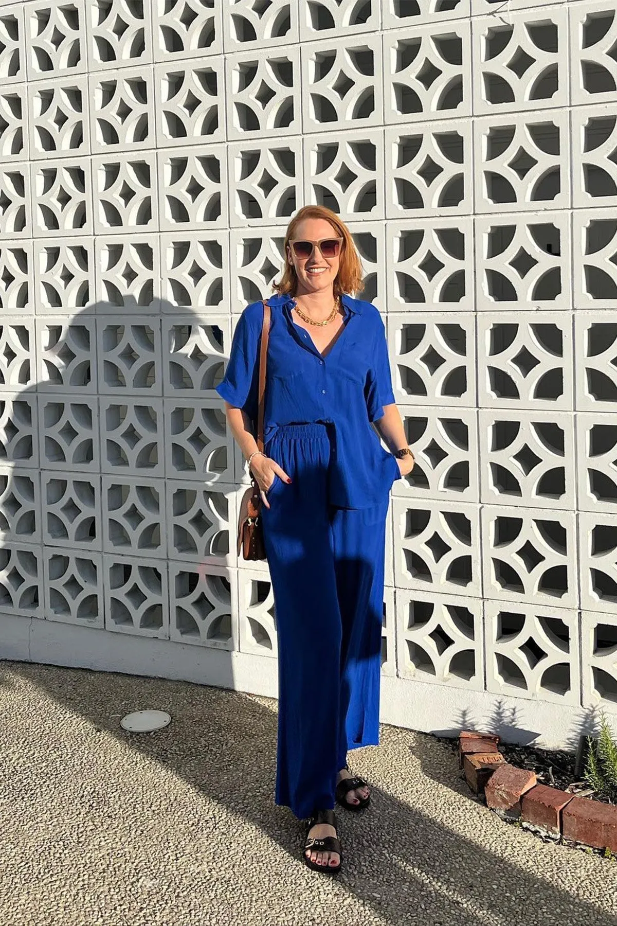 Short Sleeve Button-Up Shirt COBALT BLUE