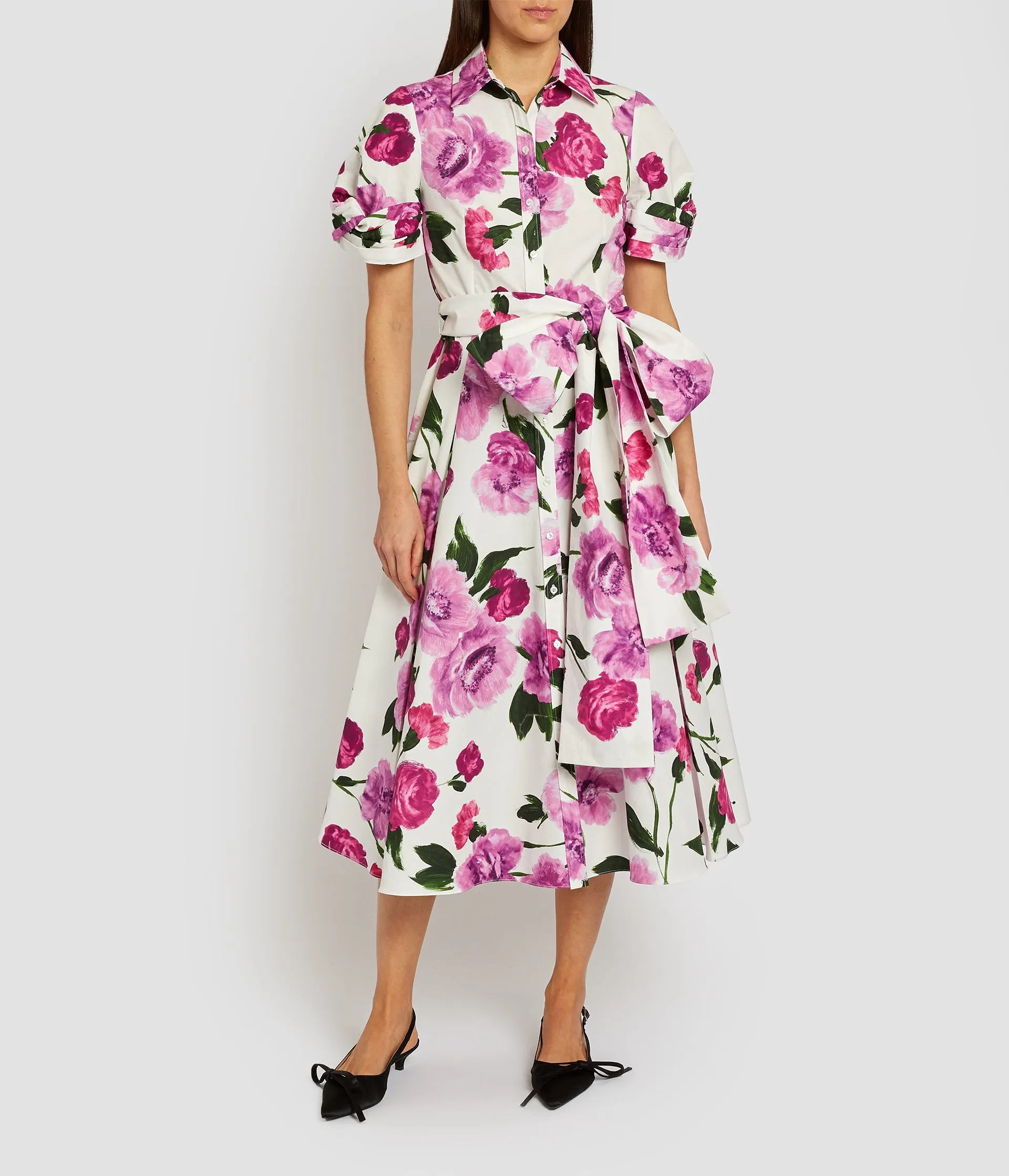 Shortslv Midi Shirt Dress