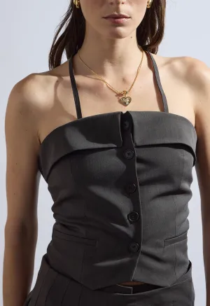 Sienna Button Tube Top in Grey