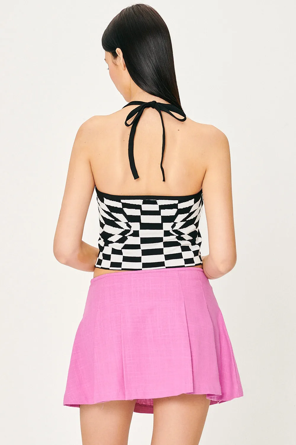 Skyler Checkerboard Halter Top