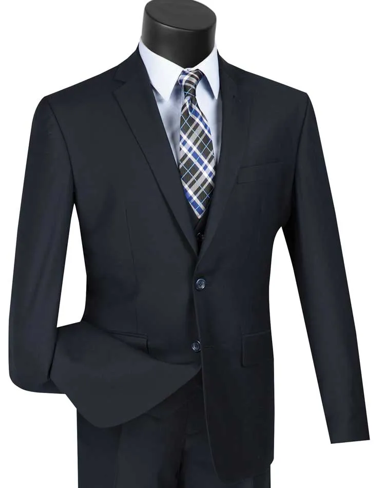 Slim Fit 3 Piece 2 Button Suit (Navy) SV2900