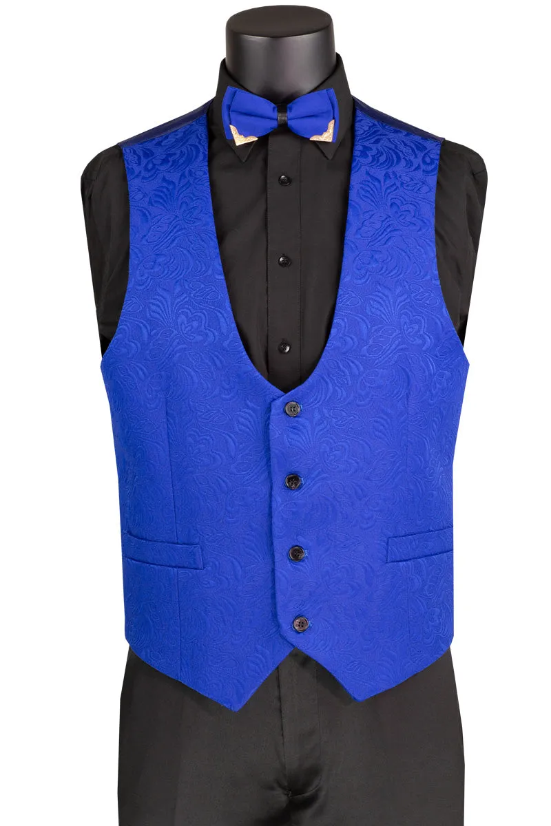 Slim Fit 3 Piece Single Button Jacquard Fabric Tuxedo (Royal) TVSJ-1
