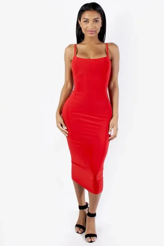 Spaghetti Strap Long Midi Dresses