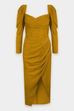 Stretch Crepe Midi Dress in Tapenade
