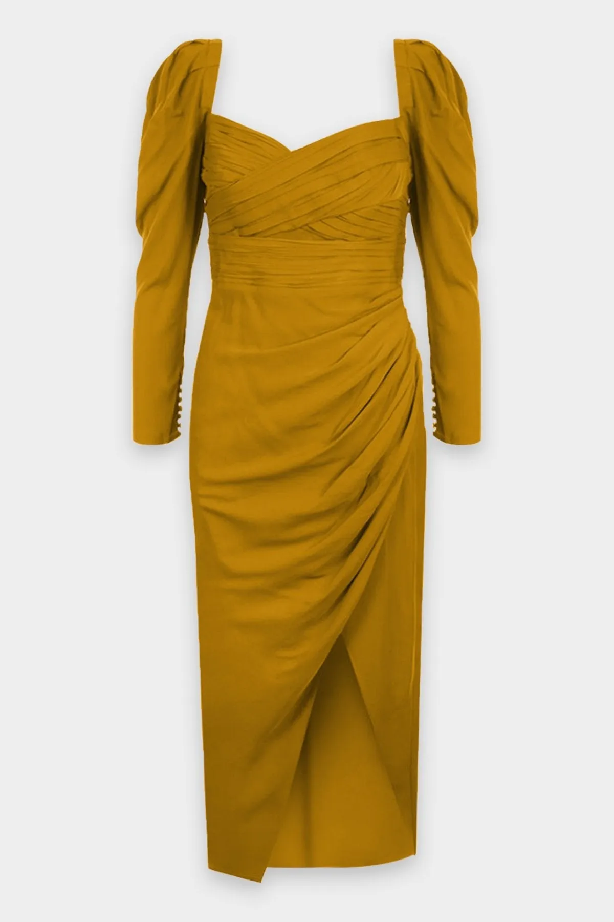 Stretch Crepe Midi Dress in Tapenade