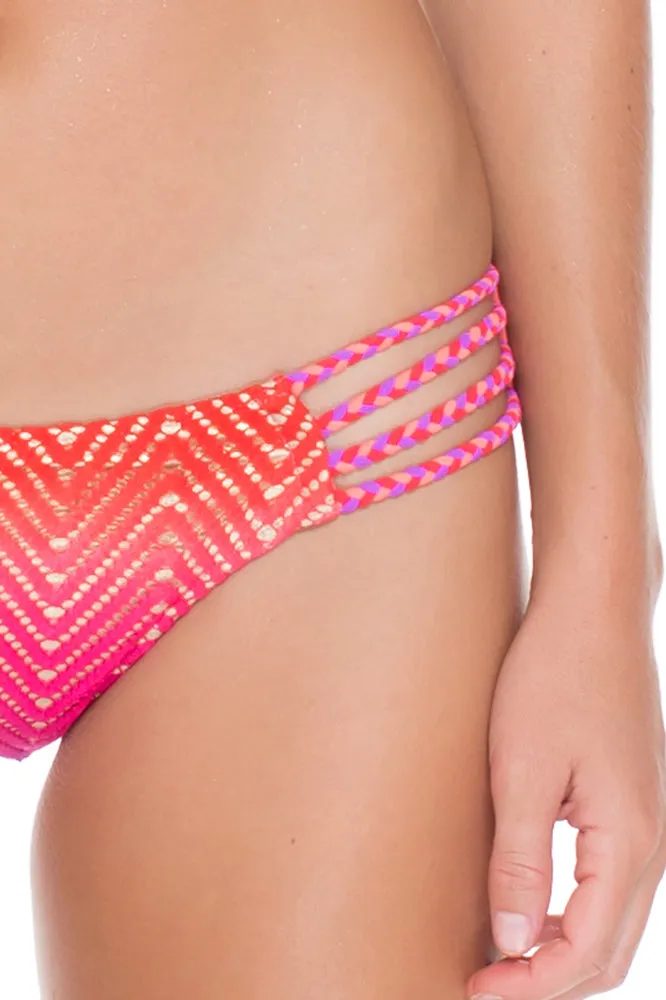 SUNSET ANGEL - Crochet Illusion Halter Top & Braided Lo Rise Hipster Bottom • Multicolor