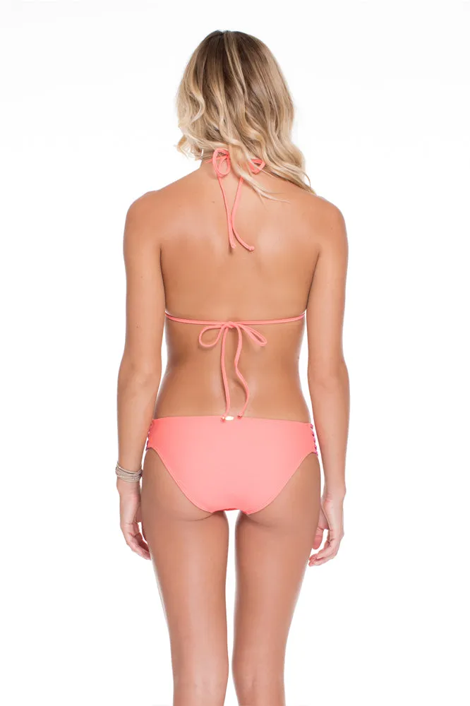 SUNSET ANGEL - Molded Push Up Bandeau Halter Top & Braided Side Full Bottom • Multicolor