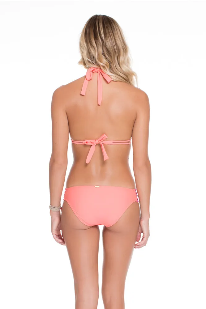 SUNSET ANGEL - Triangle Halter Top & Braided Side Full Bottom • Multicolor