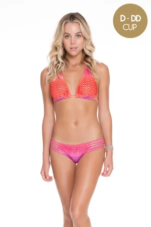 SUNSET ANGEL - Triangle Halter Top & Braided Side Full Bottom • Multicolor