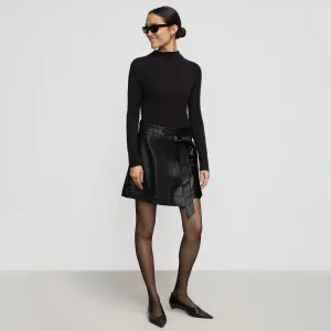 Tanner Vegan Leather Wrap Skirt