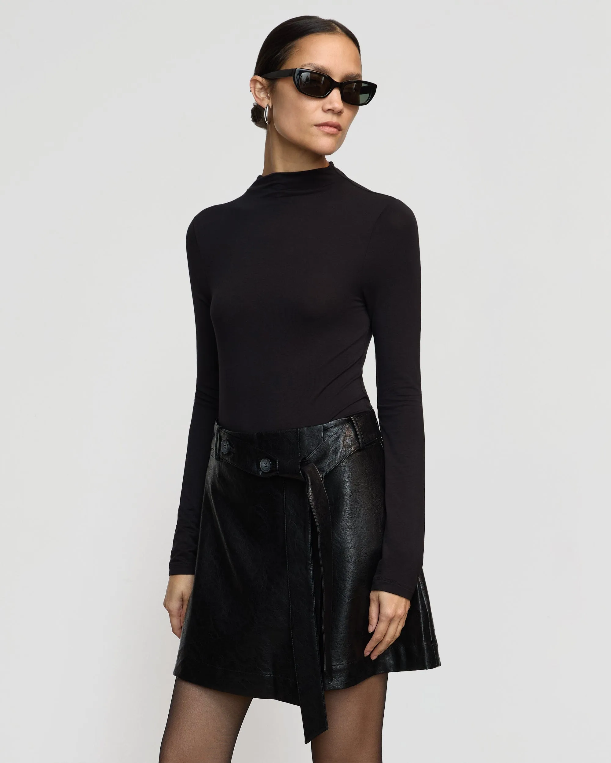 Tanner Vegan Leather Wrap Skirt